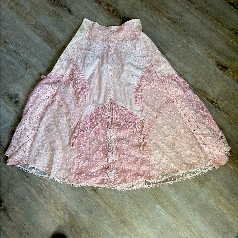 Martin McCrea multi layered lace and embroidered Boho skirt
